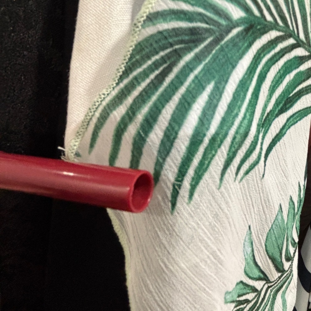 Kona Sol Tropical Palm Leaf Midi Dress Cover Up M Green Resort Vacation Tassel - Picture 14 of 14